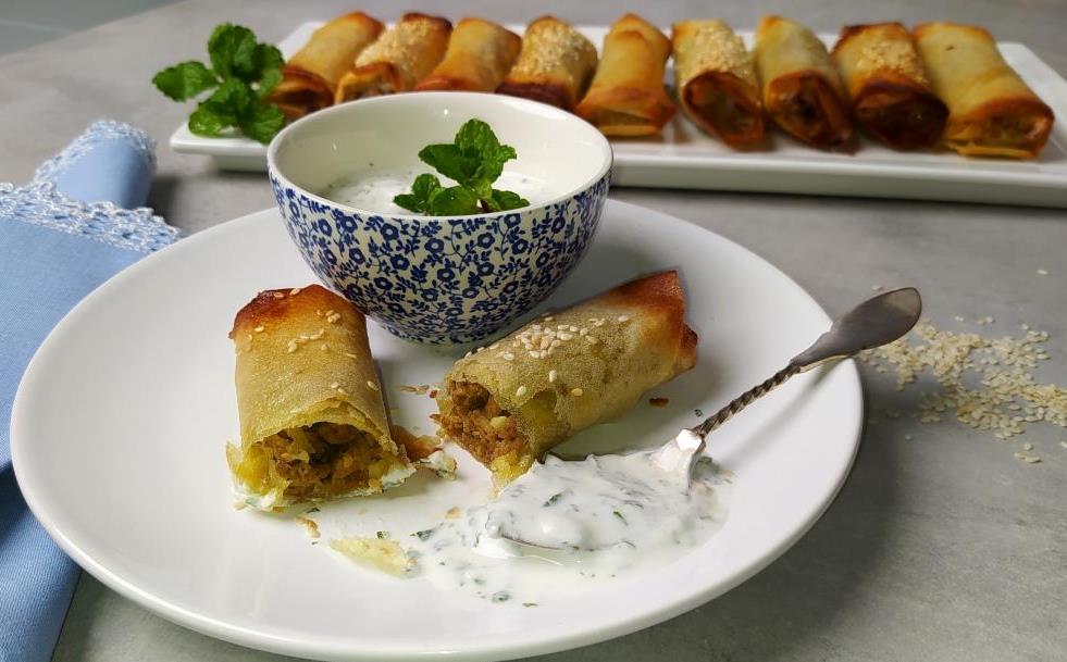 Bureka de ternera con dip de yogur