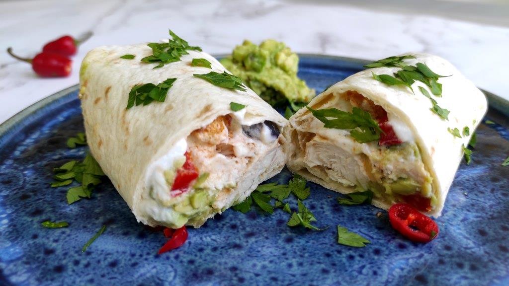 Fajitas de pollo con guacamole